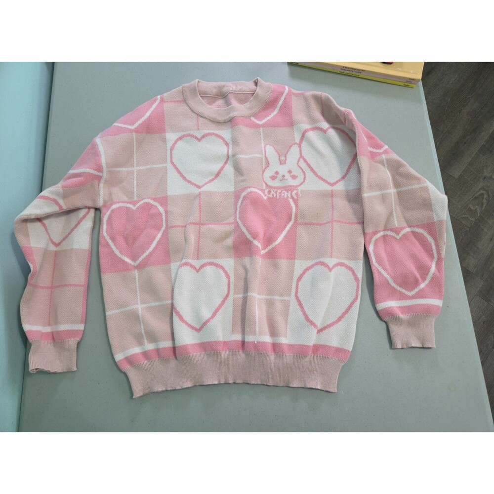 kawaii heart Rabbit bunny sweater pink small